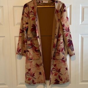 Solitaire Burgundy and Beige Patterned Coat